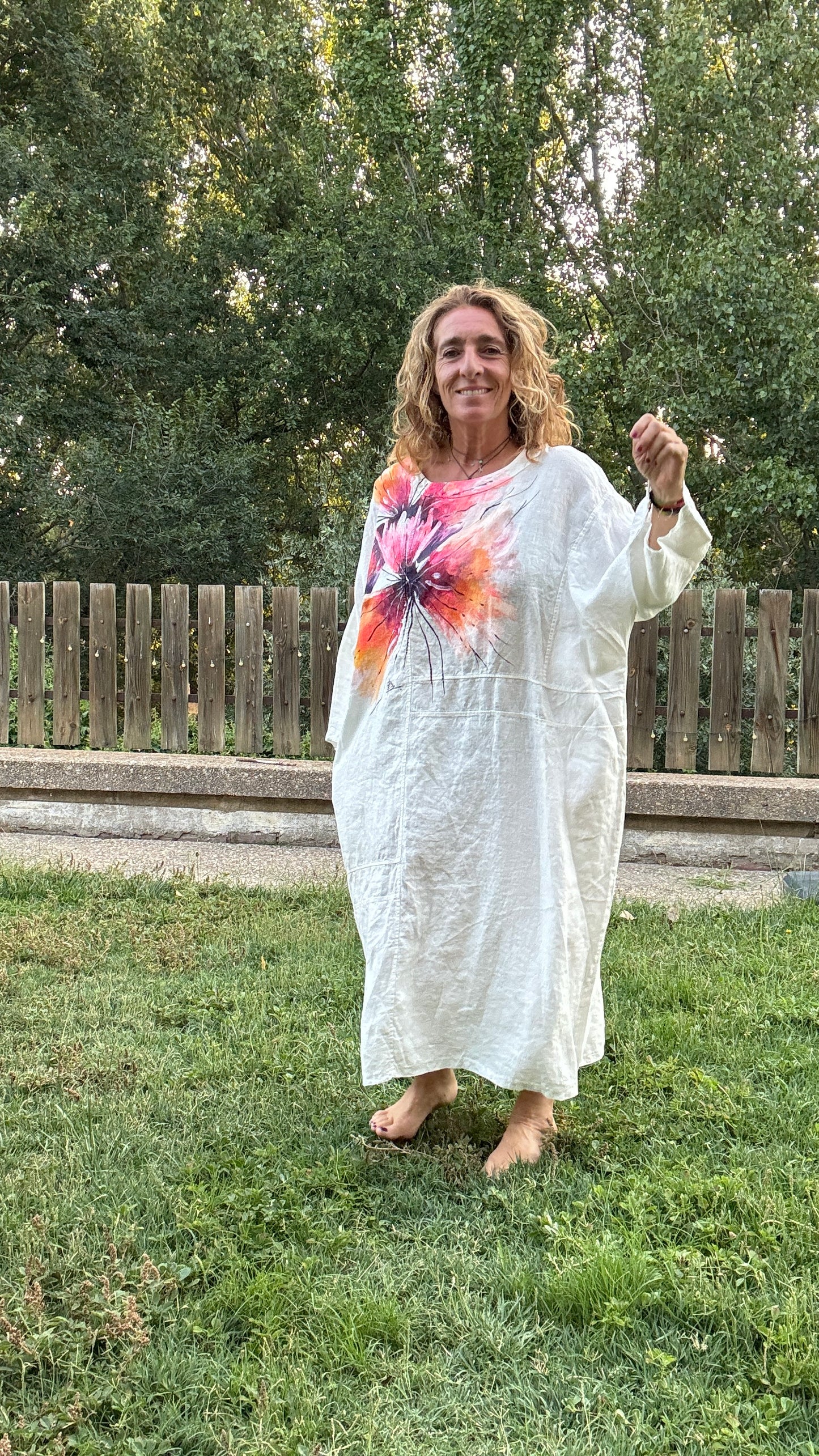 Vestido over lino crudo