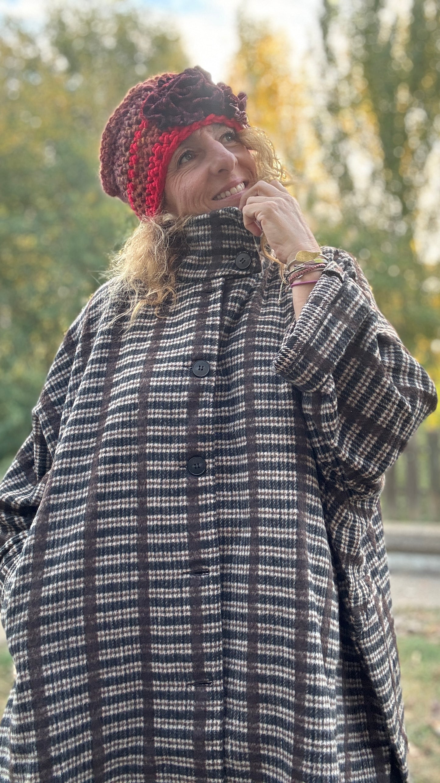 Abrigo oversize cuadros marrón