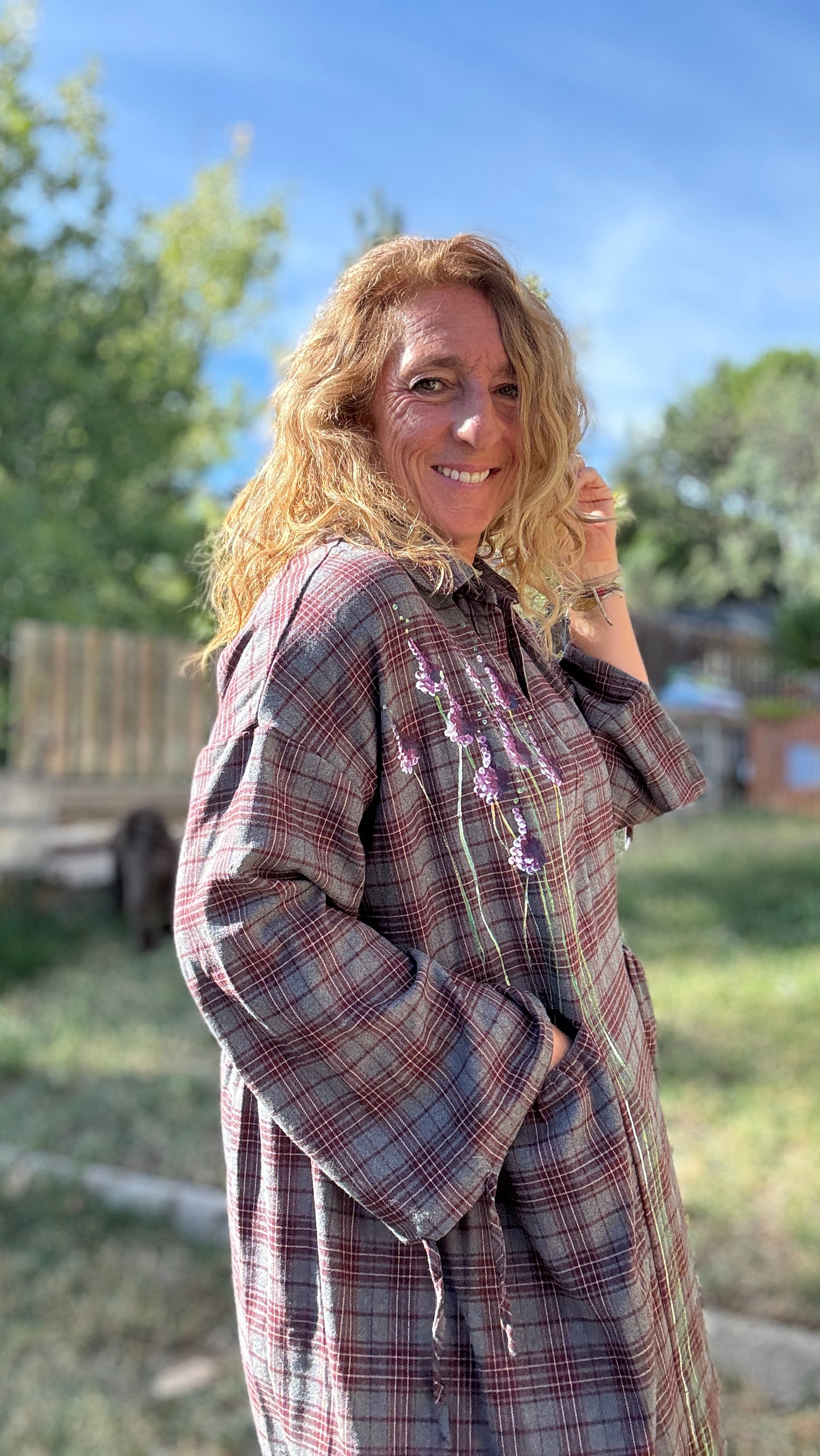 Vestido cuadros gris