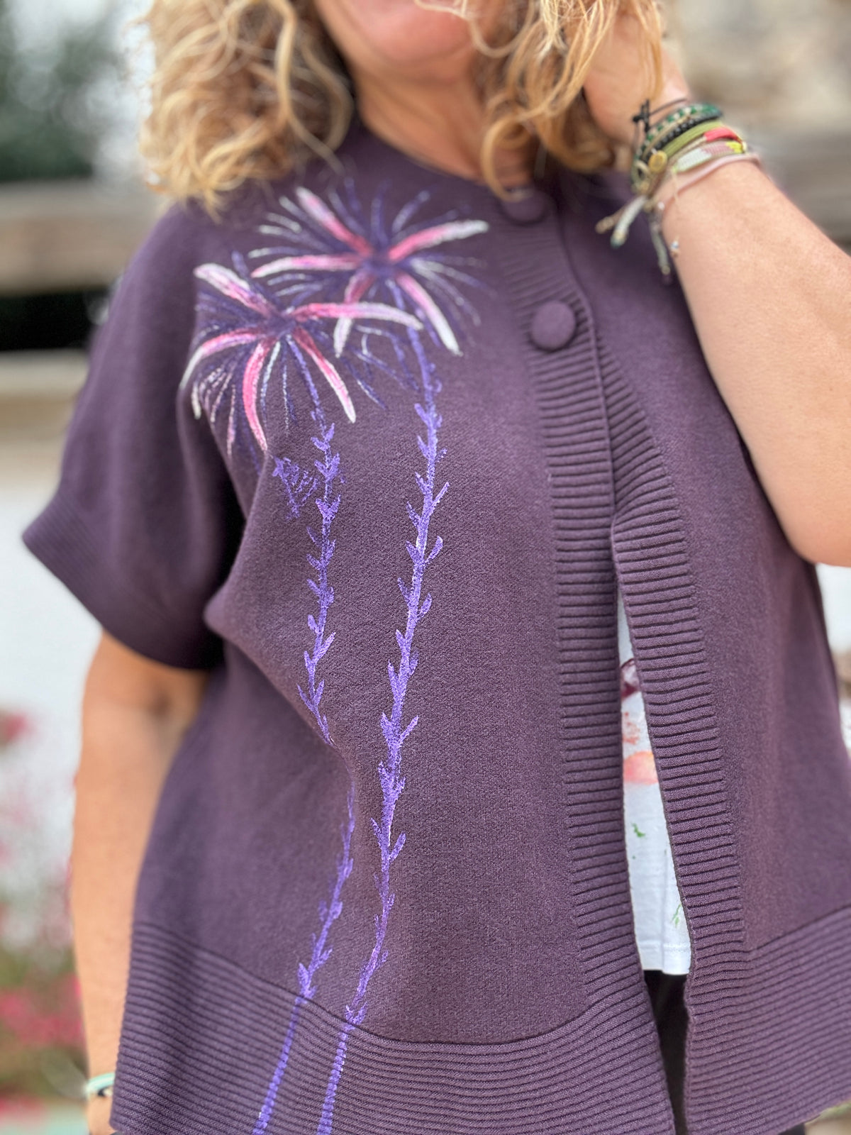 Chaqueta dos botones berenjena
