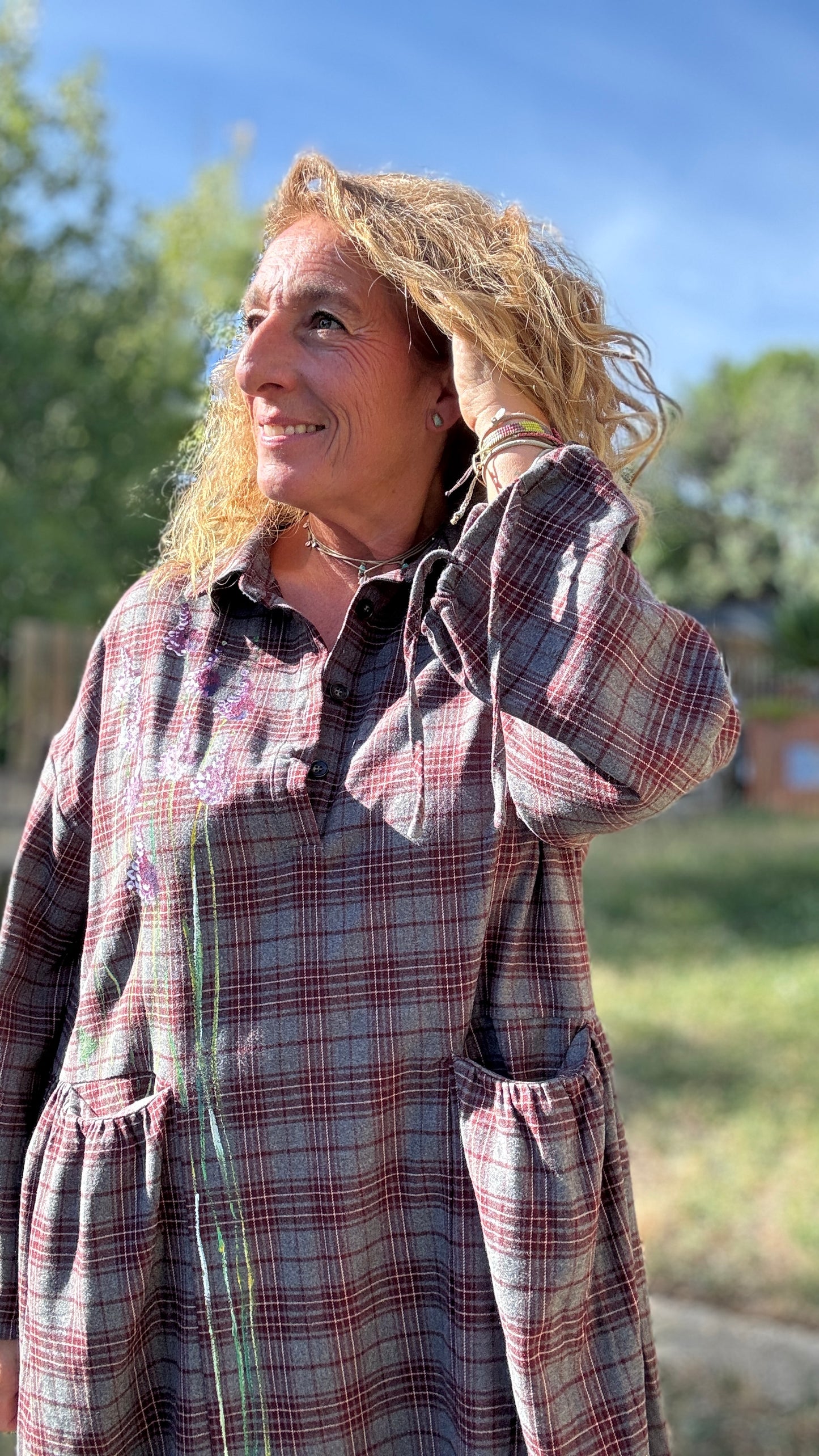 Vestido cuadros gris