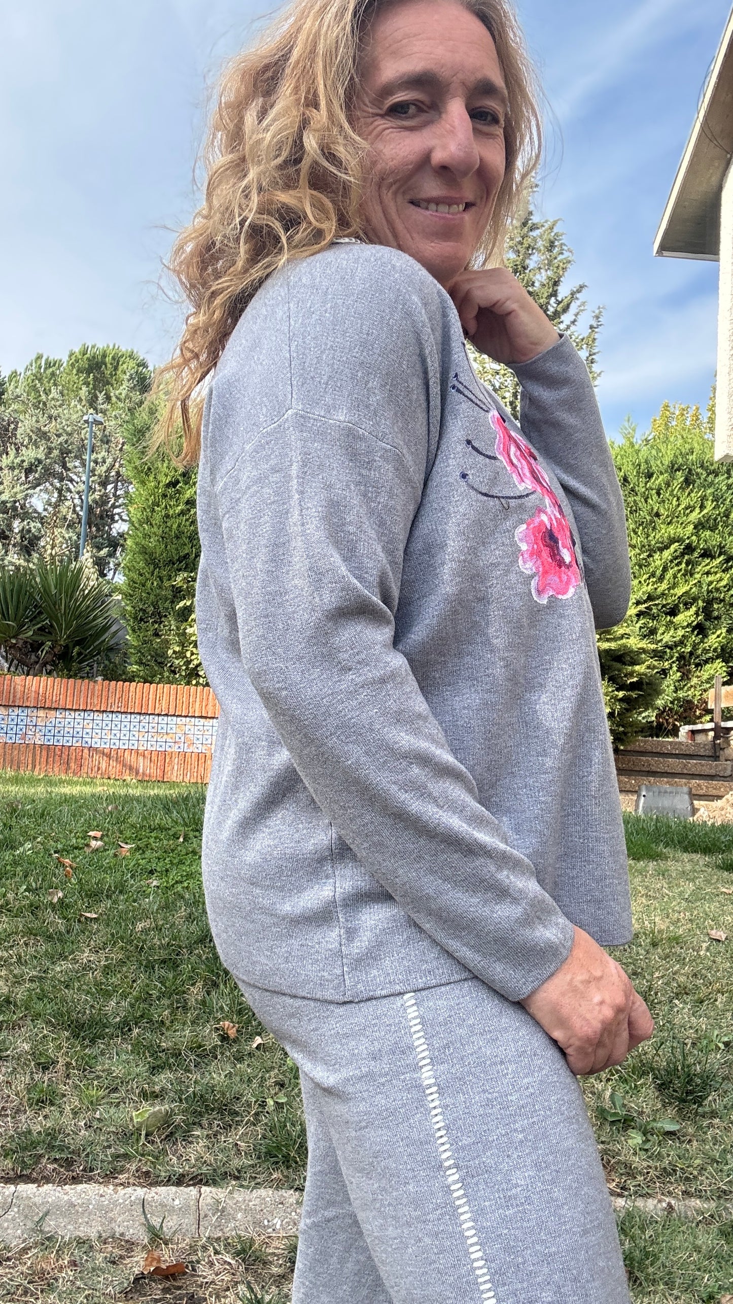 Conjunto pespunte , gris