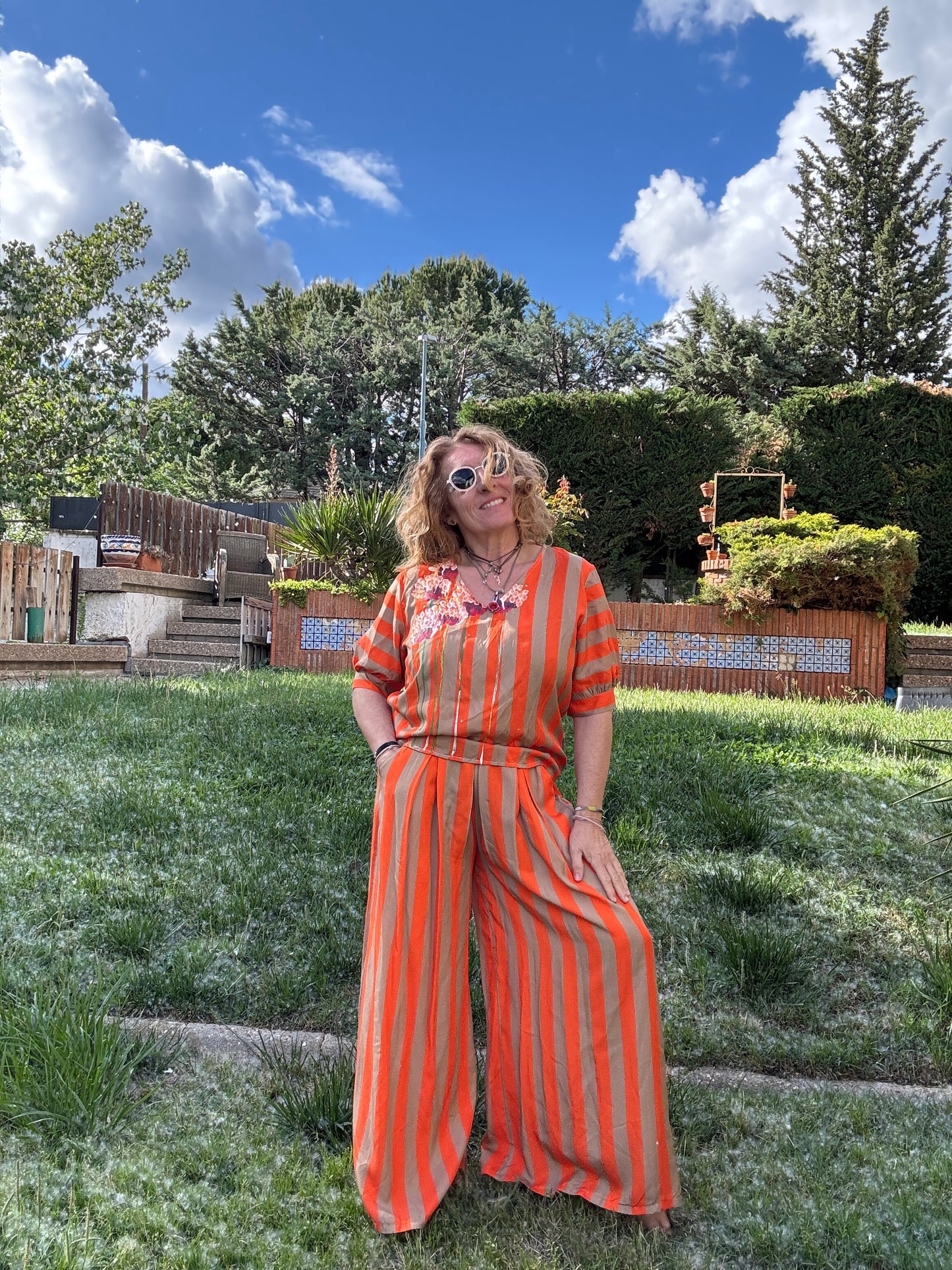 Conjunto rayas naranja