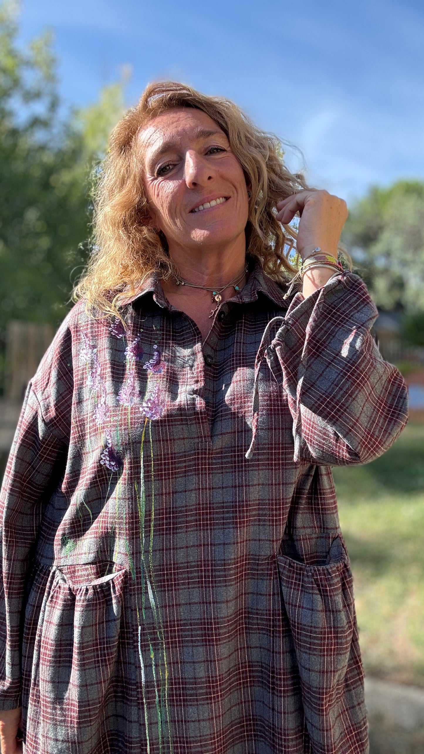 Vestido cuadros gris