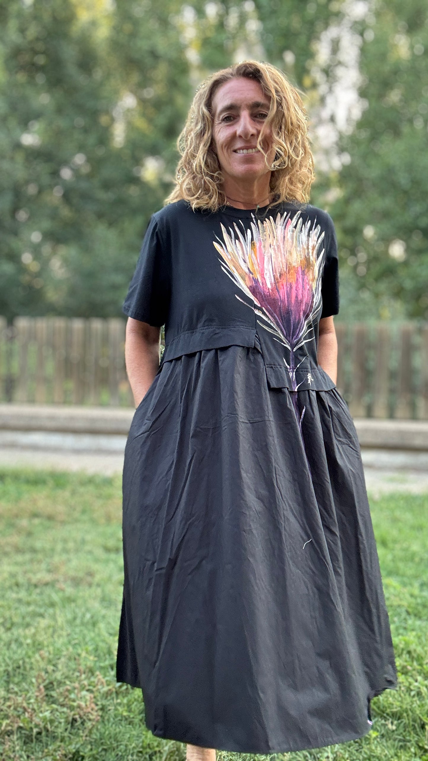 Vestido mixto negro