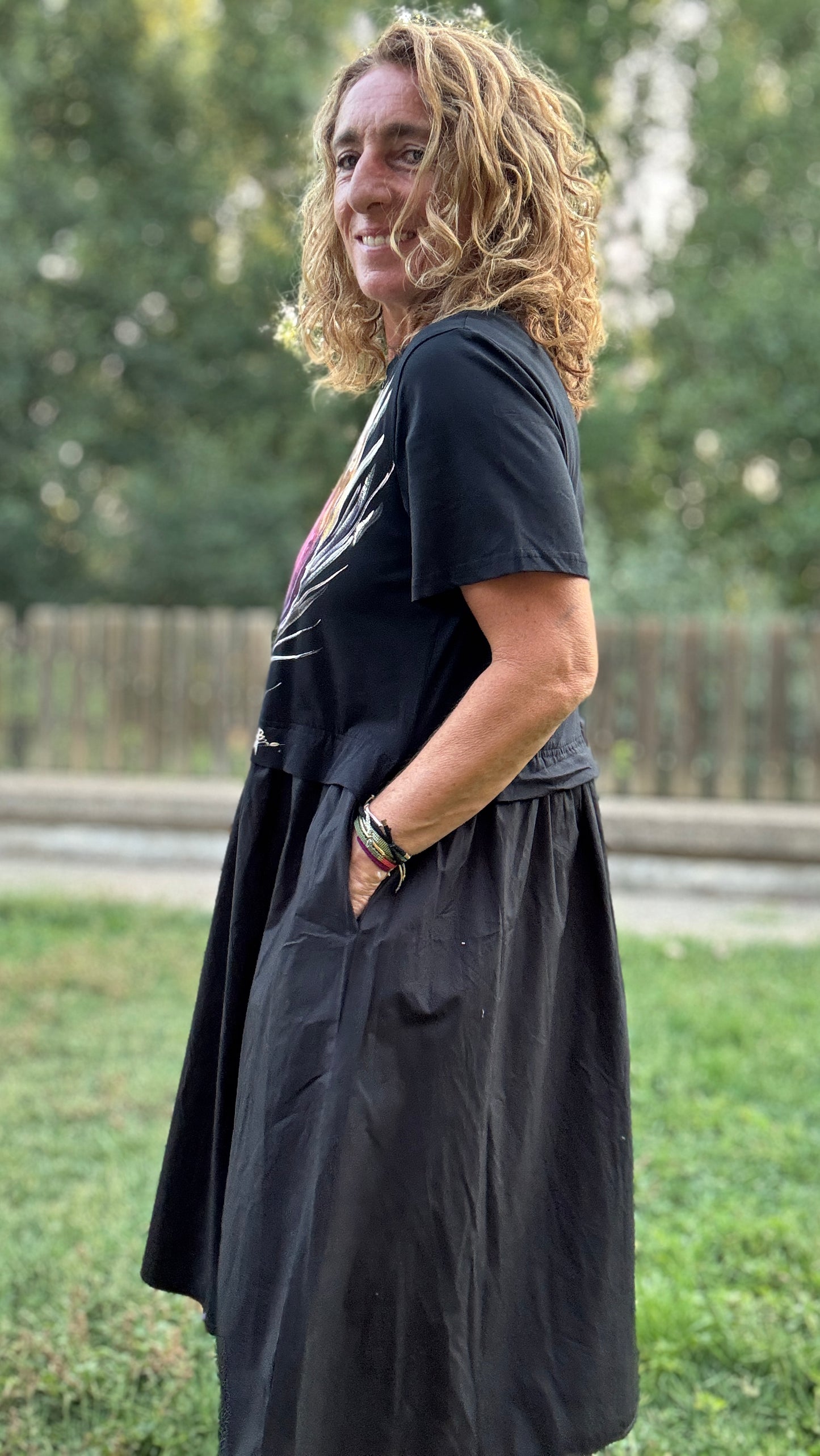 Vestido mixto negro