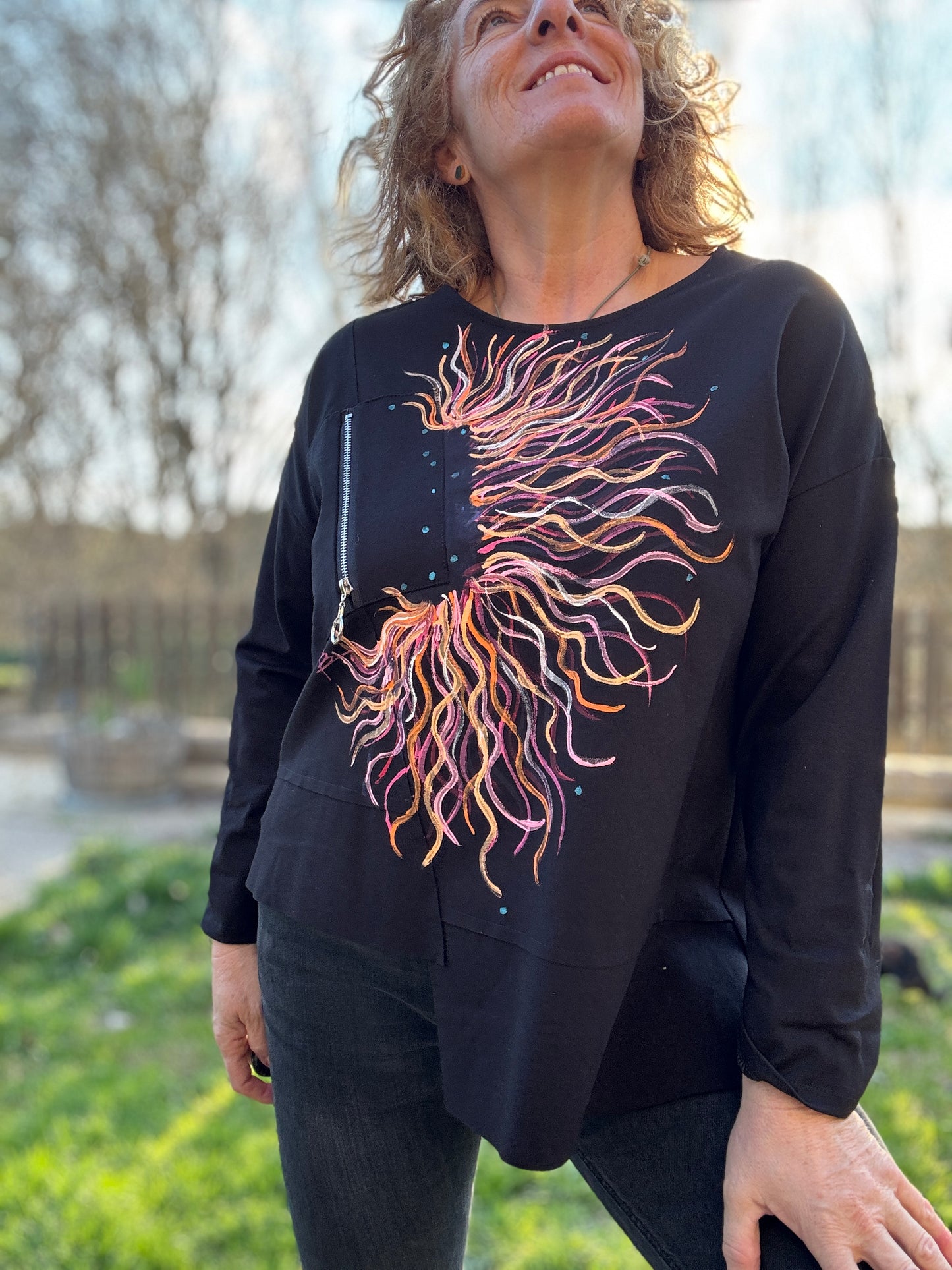Sudadera punto roma negra
