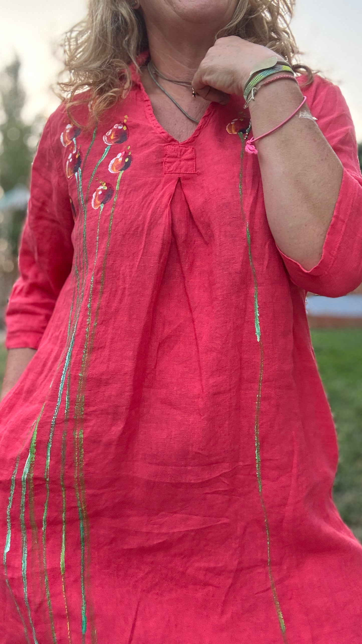 Vestido lino coral