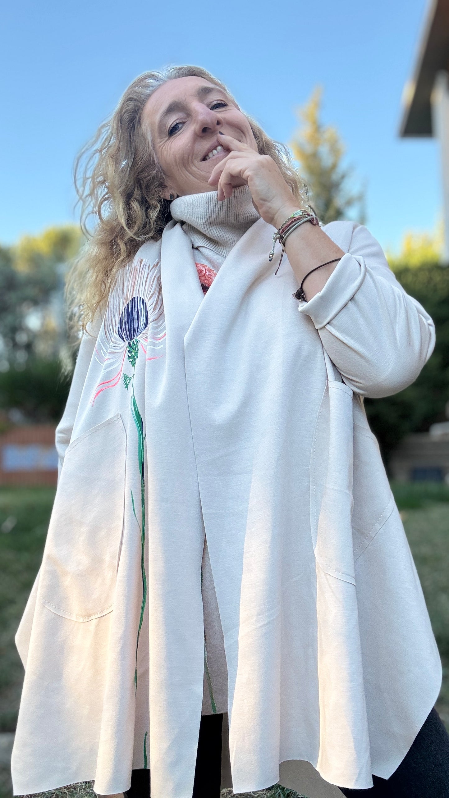 Chaqueta asimétrica crudo