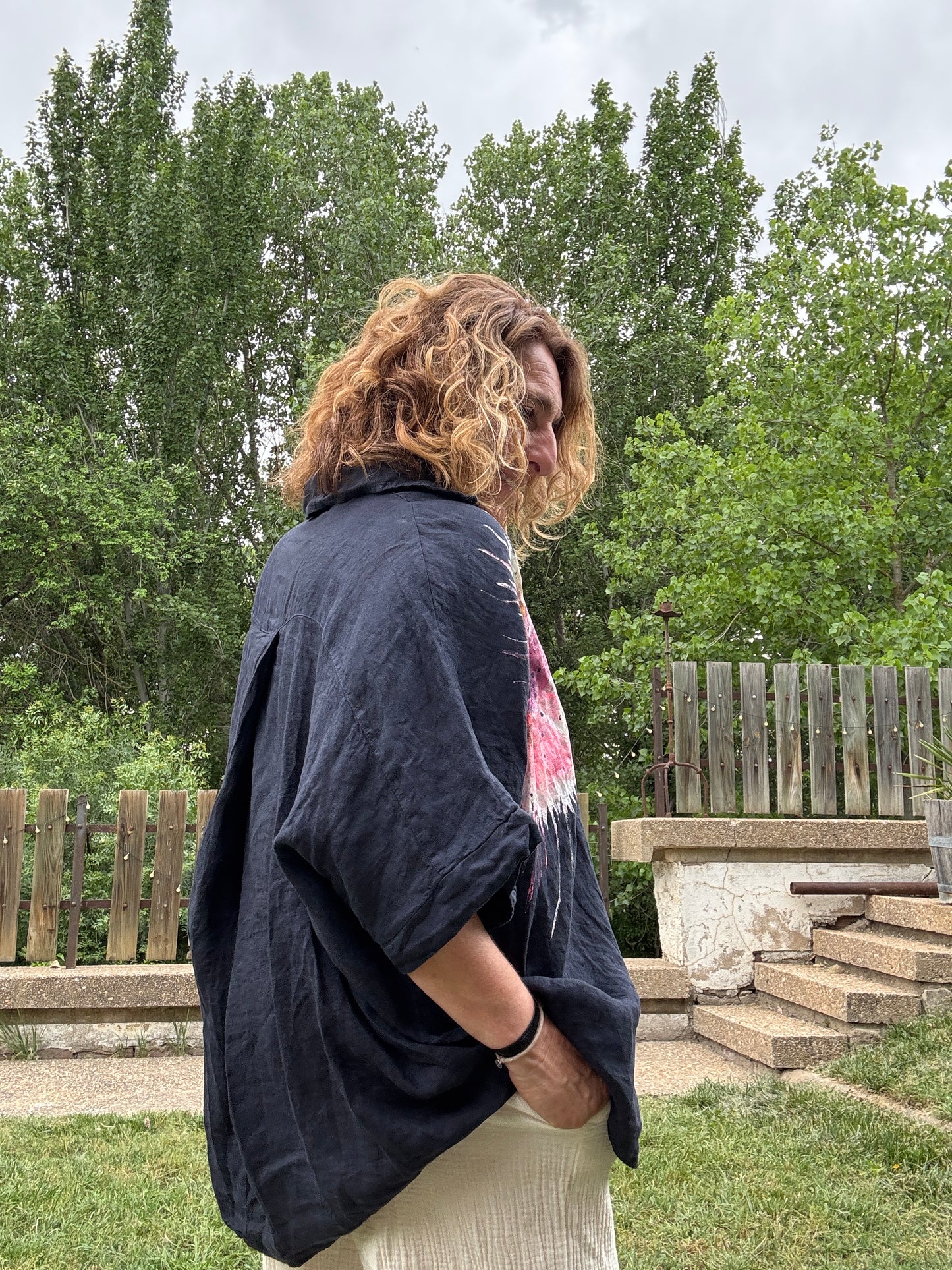 Blusón camisero marino