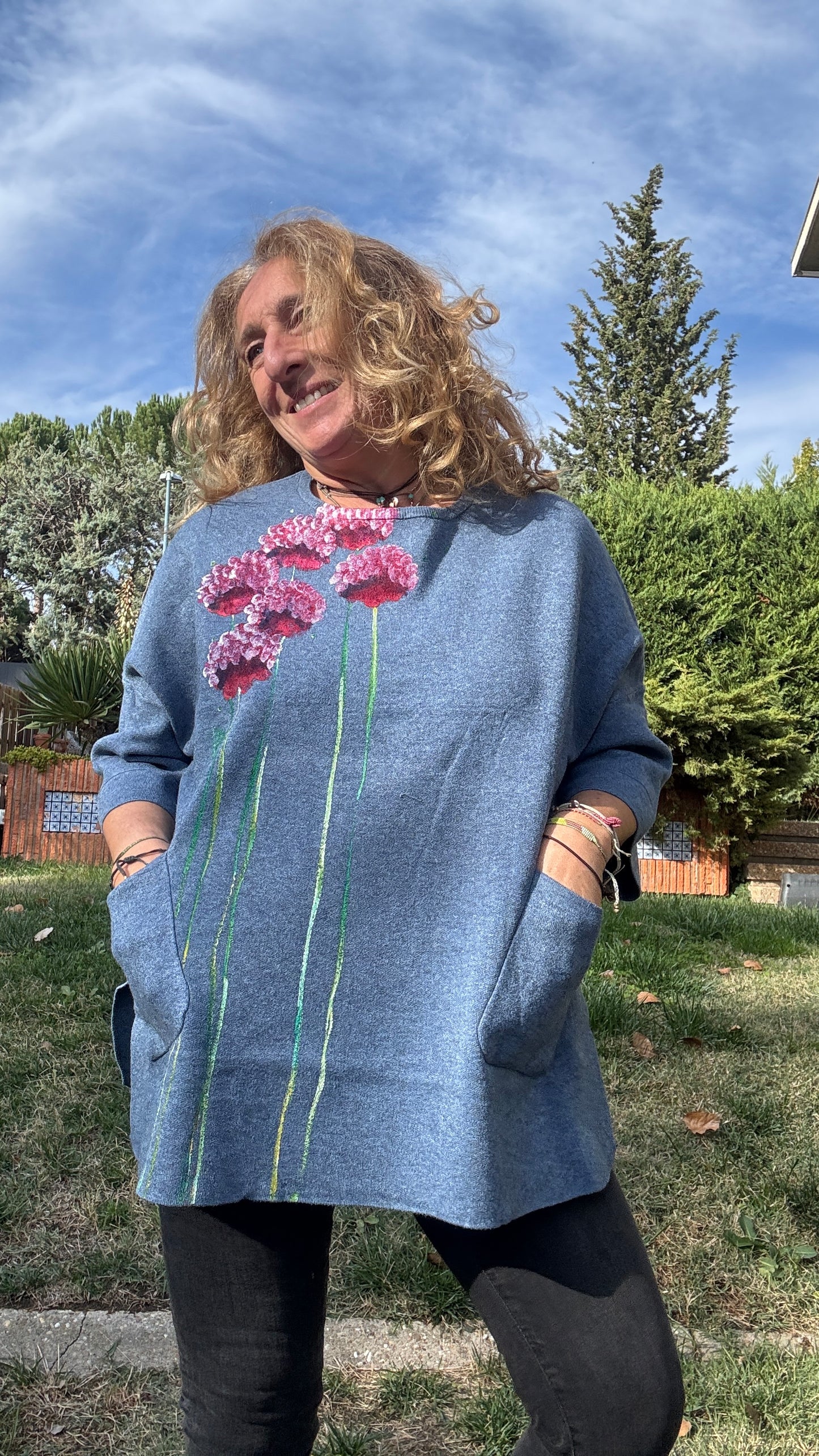 Jersey cuello caja azul