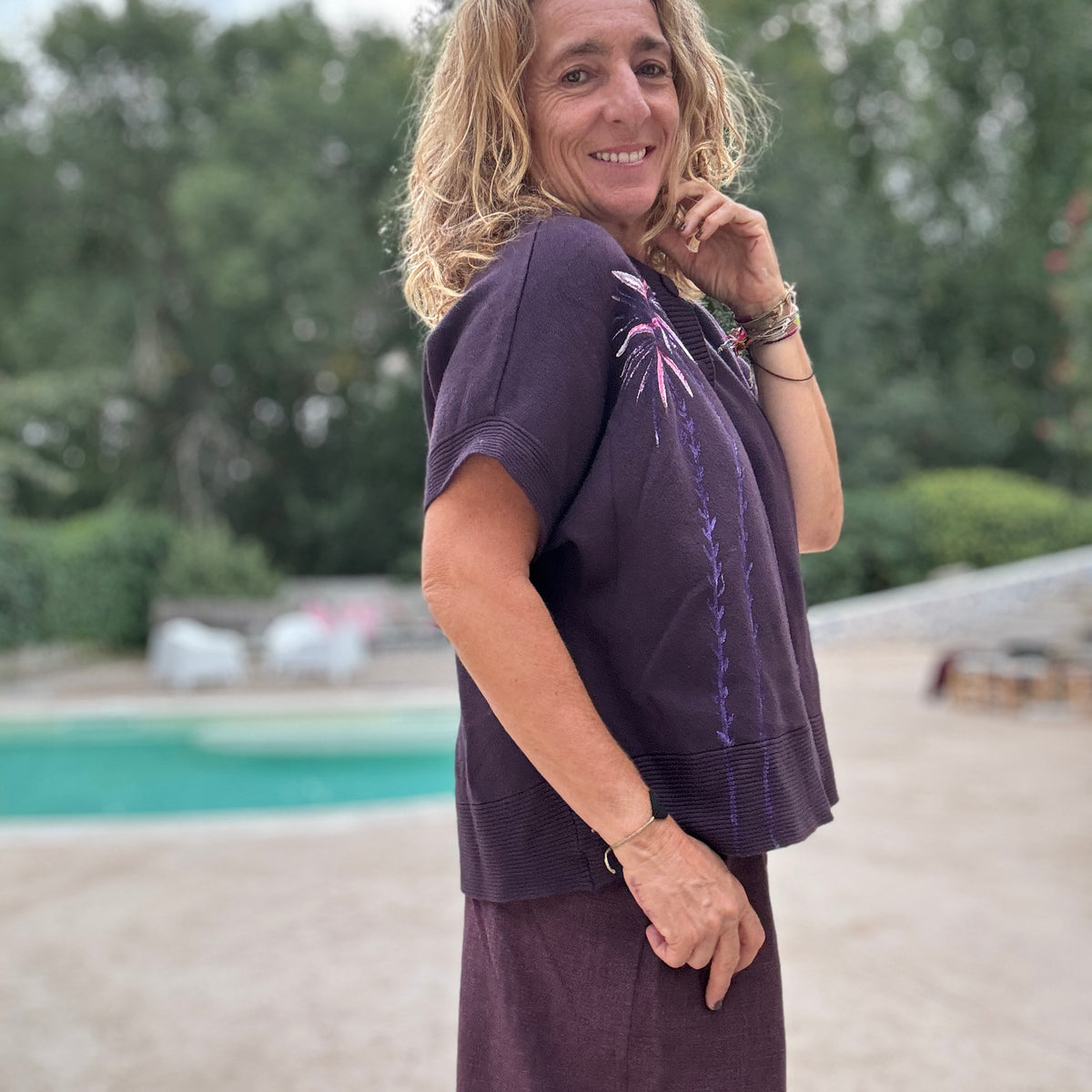 Chaqueta 2 botones berenjena