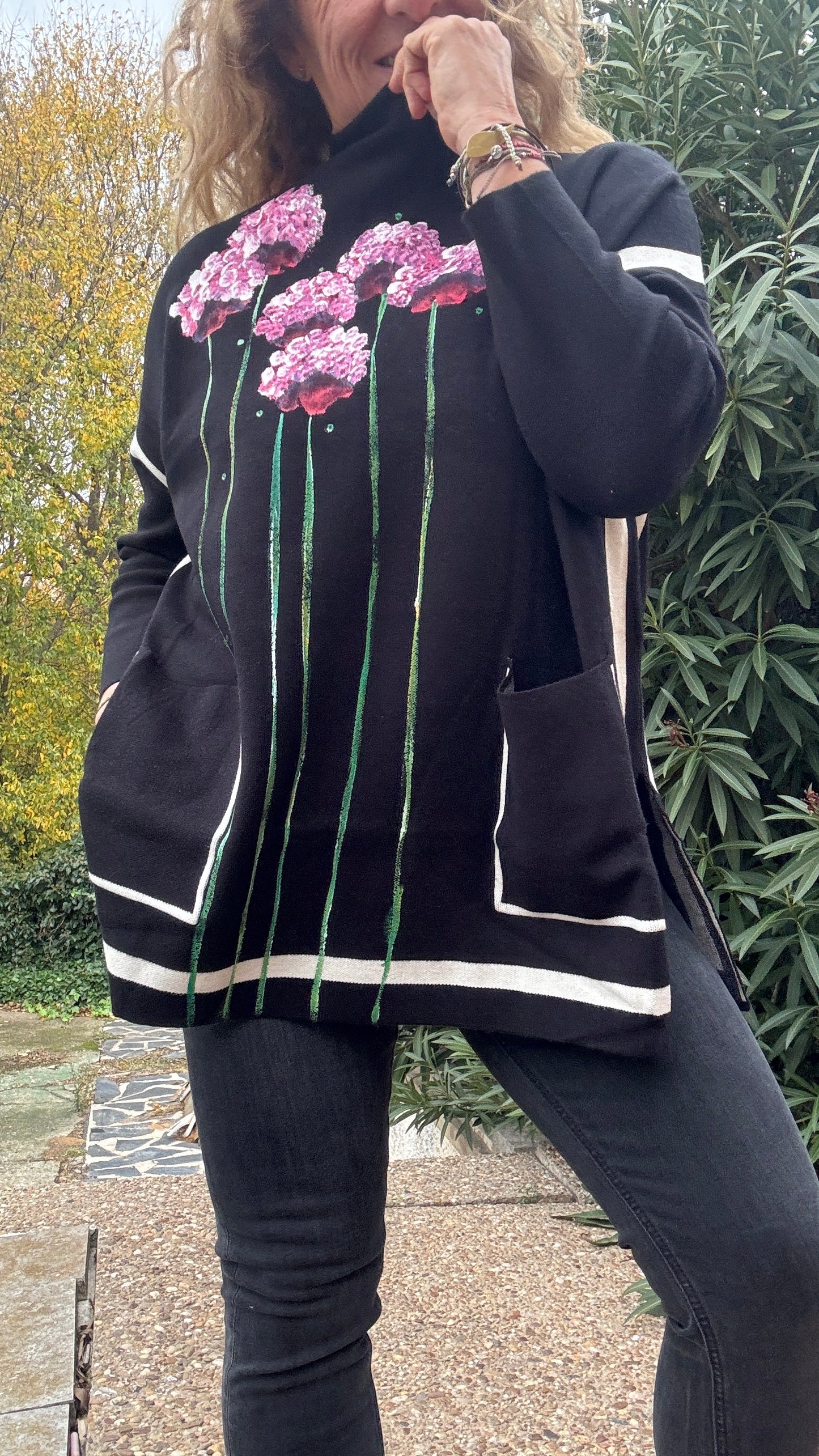 Jersey negro raya crudo