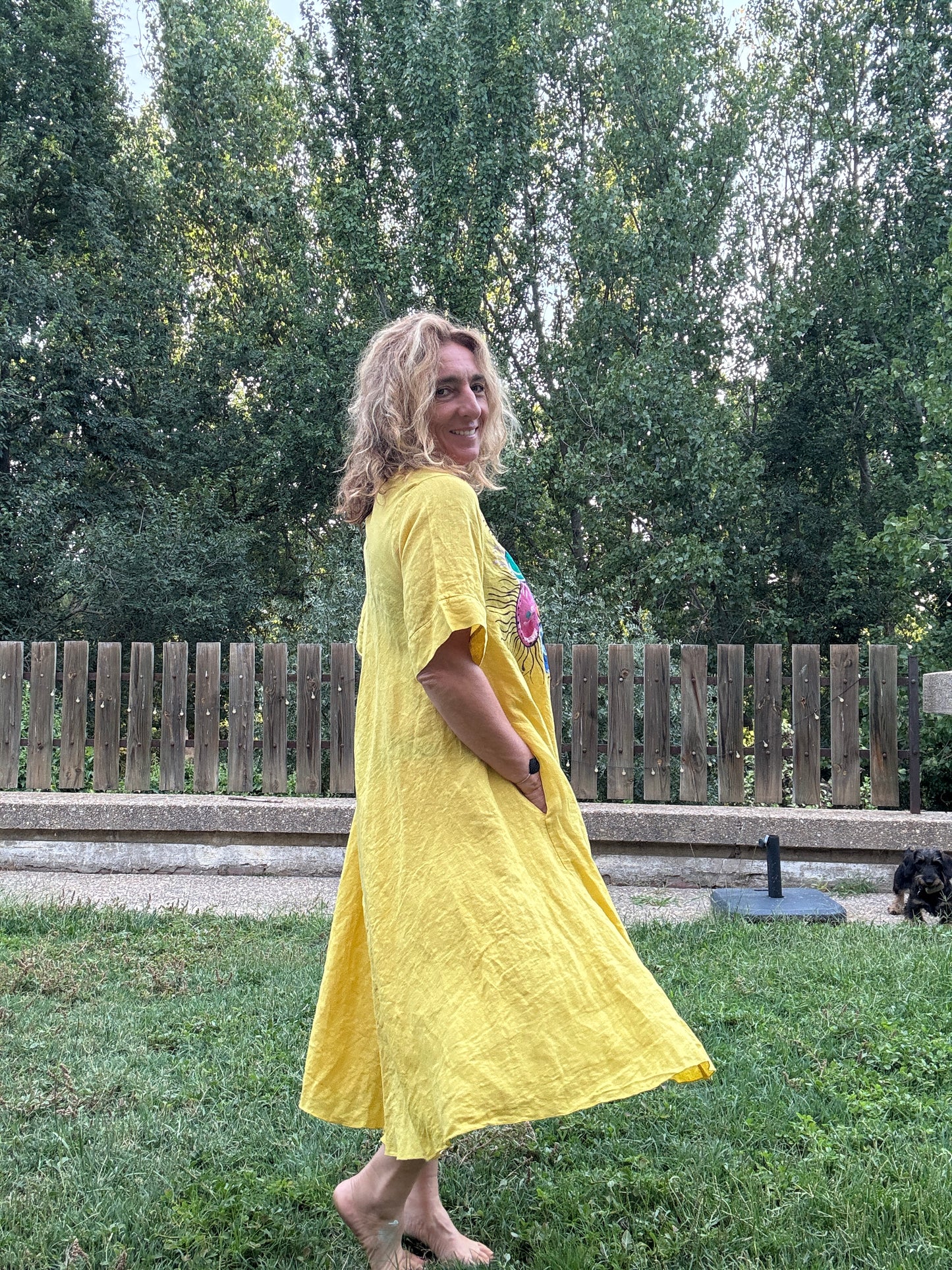 Vestido bies mostaza