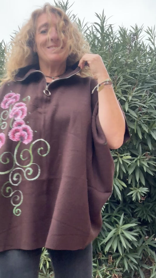 Jersey cuello cremallera marrón